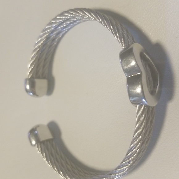 Women's Edforce Stainless Steel Rope Cuff Bracelet with Heart; Silver; O/S - Picture 8 of 8
